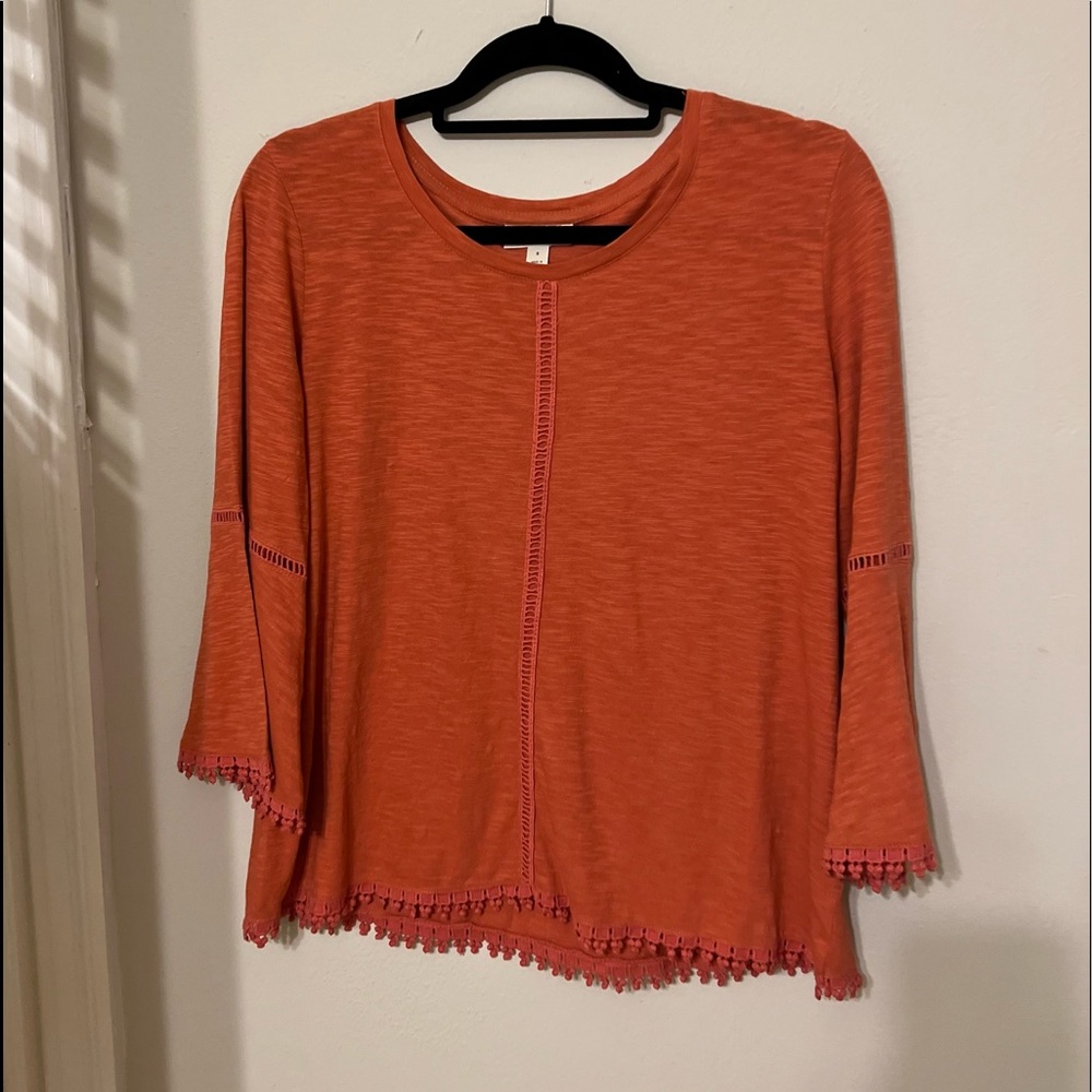 Burnt Orange Boho top with fun sleeves! Size small!  Thanksgiving fall color 🦃